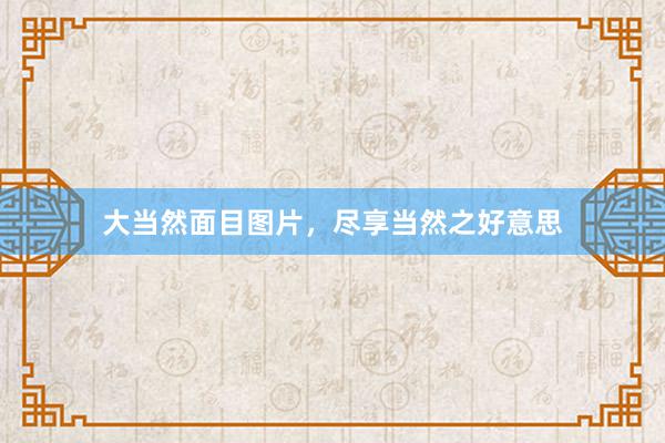 大当然面目图片，尽享当然之好意思